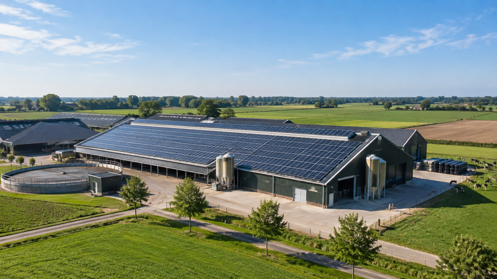 Moderne Nederlandse boerderij met zonnepanelen
